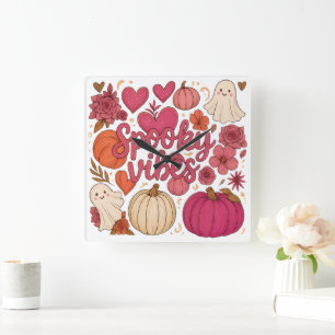 Horloge Carrée Vibrations Effrayantes - Halloween