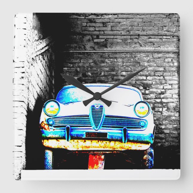 Horloge Carrée Vieille voiture (Recto)