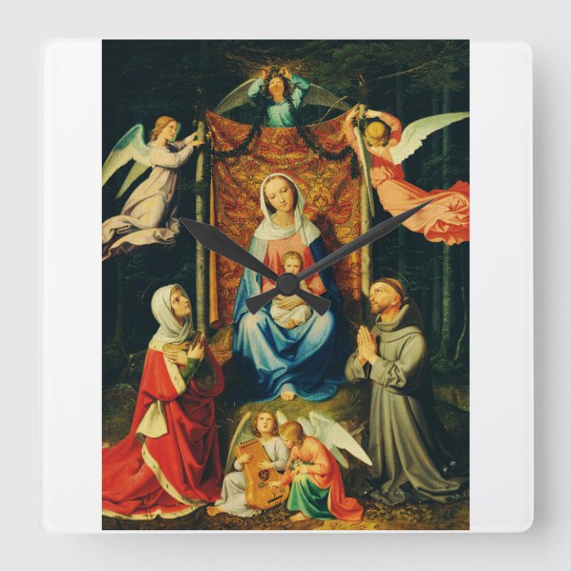 Horloge Carrée Vierge à l'Enfant, Ste Adélaïde et St François (Recto)