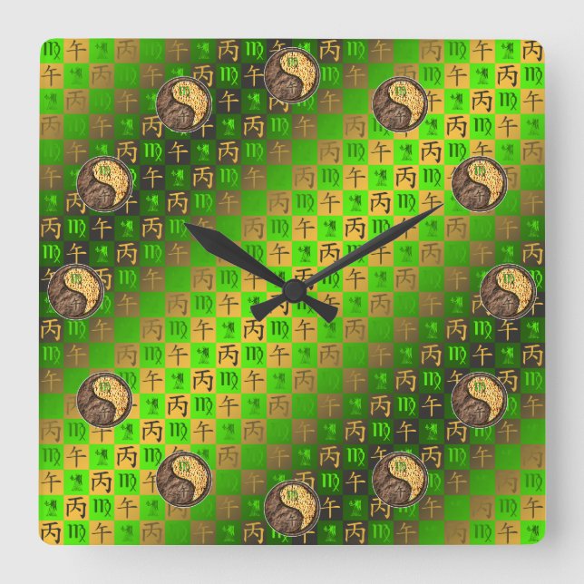 Horloge Carrée Vierge & Cheval de Feu (Recto)