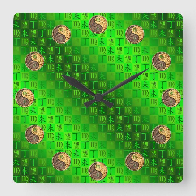 Horloge Carrée Vierge & Chèvre de Feu (Recto)