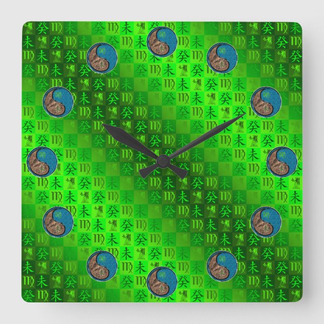 Horloge Carrée Vierge & Chèvre d'Eau (Recto)