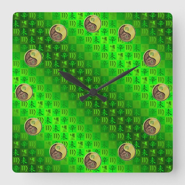 Horloge Carrée Vierge & Chèvre Métal (Recto)