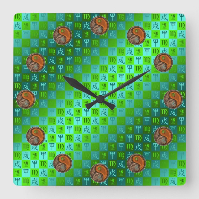 Horloge Carrée Vierge & Chien de Bois (Recto)