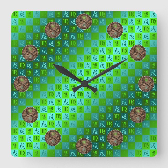 Horloge Carrée Vierge & Chien de Terre (Recto)