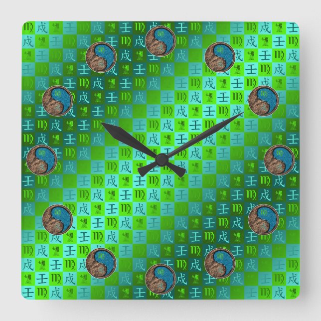Horloge Carrée Vierge & Chien d'Eau (Recto)