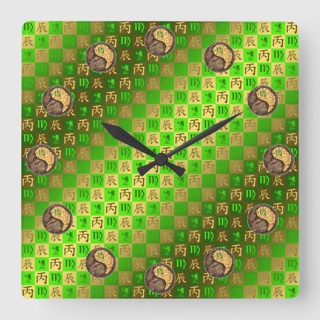 Horloge Carrée Vierge & Dragon de Feu (Recto)