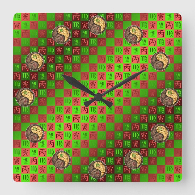 Horloge Carrée Vierge & Tigre de Feu (Recto)