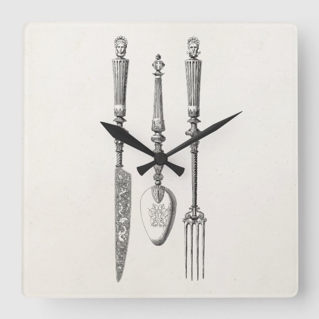 Horloge Carrée Vieux couverts de 1800s de couteau de fourchette (Recto)
