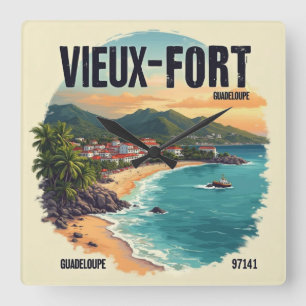 Horloge Carrée Vieux-Fort Guadeloupe Wall Clock