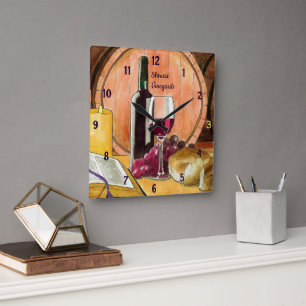 Horloge Carrée Vignoble et pain personnalisé