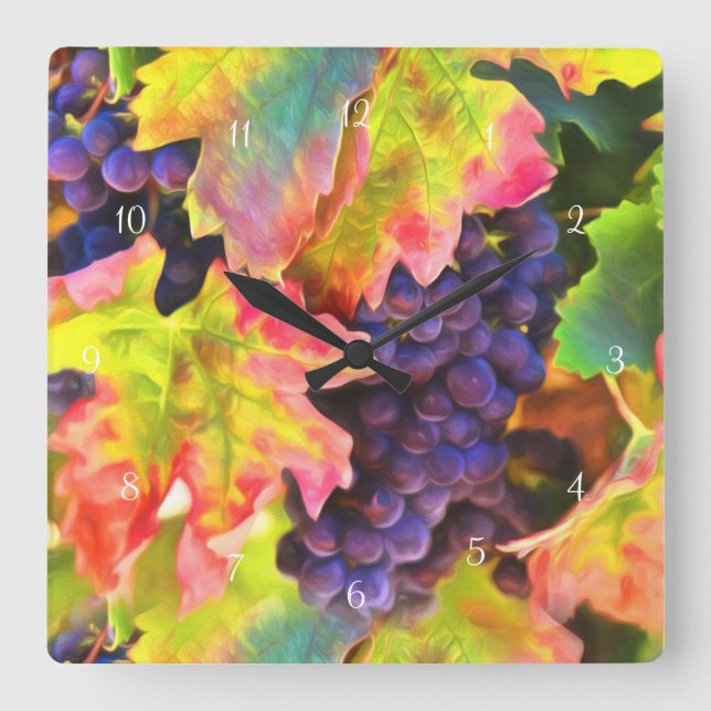 Horloge Carrée Vignoble Vignoble Décor Cuisine (Recto)