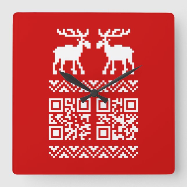 Horloge Carrée Vilain Sweater QR Code Bonne année! (Recto)