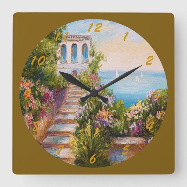 Horloge Carrée Villa sur le rivage (Recto)