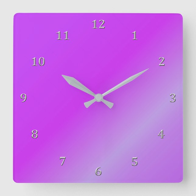 Horloge Carrée Vin violet ombragé Magenta Gradient Gray Numéros (Recto)