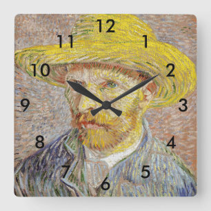 Horloge Carrée Vincent van Gogh - Autoportrait avec Casquette de 