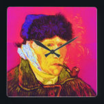 Horloge Carrée Vincent Van Gogh - Autoportrait Bandage Pop Art<br><div class="desc">Huile sur toile de 1889, cet autoportrait montrant l'oreille bandée de Van Gogh et les yeux profondément tristes, a été peint un mois après sa rupture en décembre 1888 quand il a coupé son propre lobe d'oreille avec un rasoir suite à une dispute avec son voisin, Paul Gauguin. Contrairement à...</div>