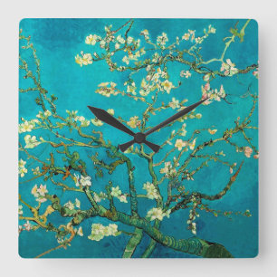 Horloge Carrée Vincent Van Gogh Blossoming Almond Tree Floral Art