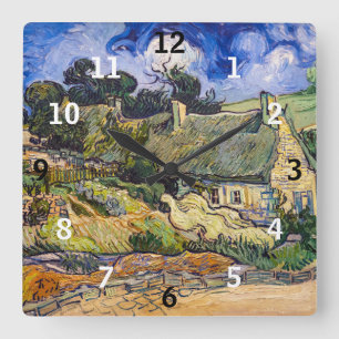Horloge Carrée Vincent Van Gogh - Chalets de chaume à Cordeville