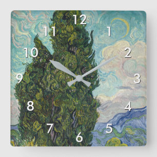 Horloge Carrée Vincent van Gogh - Cyprès