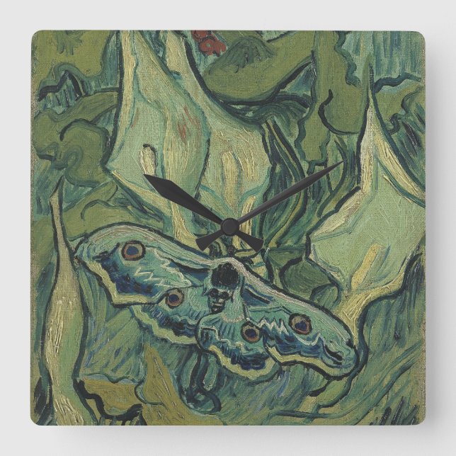 Horloge Carrée Vincent van Gogh - Grand Moth Peacock (Recto)