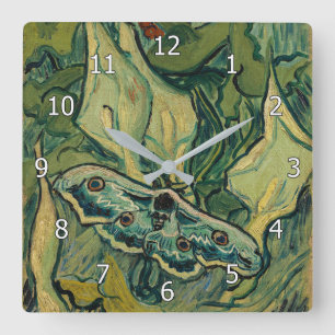 Horloge Carrée Vincent van Gogh - Grand Paon de nuit