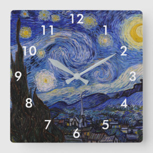Horloge Carrée Vincent Van Gogh - La nuit étoilée