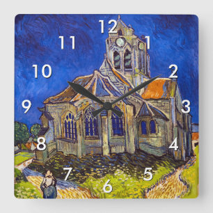 Horloge Carrée Vincent van Gogh - L'église d'Auvers