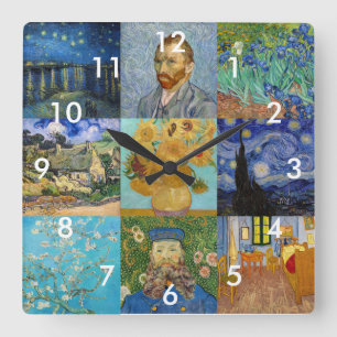 Horloge Carrée Vincent Van Gogh - Masterpieces Patchwork