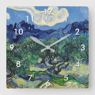 Horloge Carrée Vincent van Gogh - Oliviers aux Alpilles