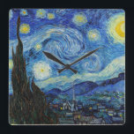 Horloge Carrée Vincent Van Gogh Starry Nuit Vintage Art<br><div class="desc">Vincent Van Gogh Starry Nuit Art Vintage Art Carré Horloge murale</div>