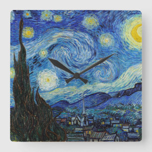Horloge Carrée Vincent Van Gogh Starry Nuit Vintage Art