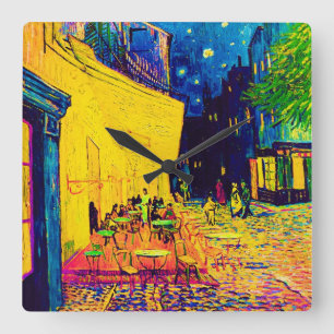 Horloge Carrée Vincent Van Gogh - Terrasse de café la nuit Pop Ar