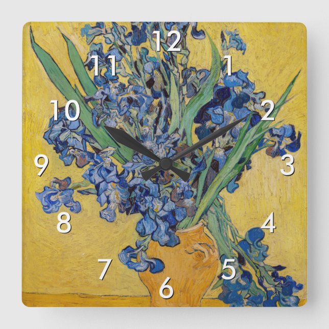 Horloge Carrée Vincent van Gogh - Vase avec Irises (Recto)