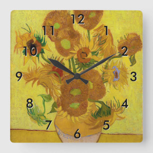 Horloge Carrée Vincent van Gogh - Vase avec quinze tournesols
