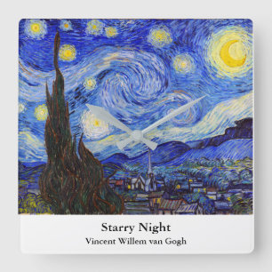 Horloge Carrée Vincent Willem van Gogh, "Nuit étoilée"