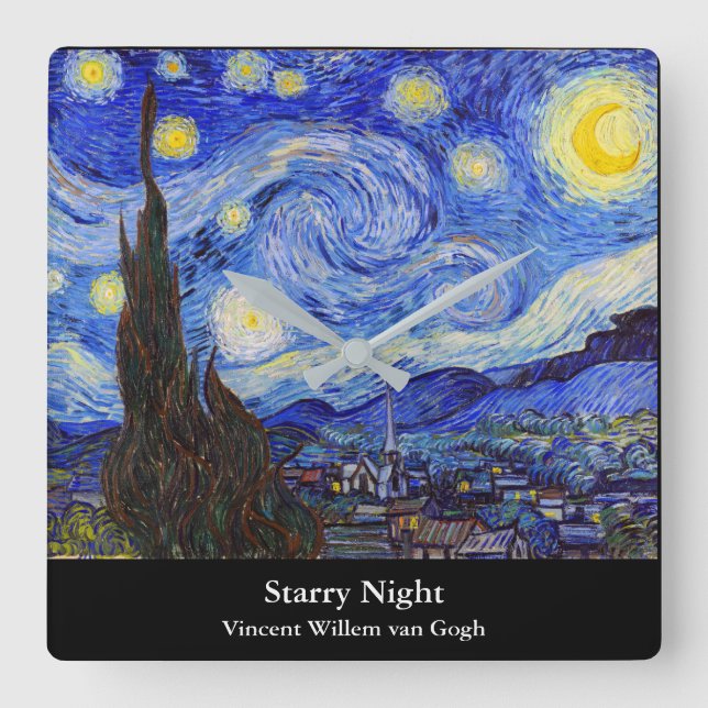 Horloge Carrée Vincent Willem van Gogh, "Nuit étoilée" (Recto)