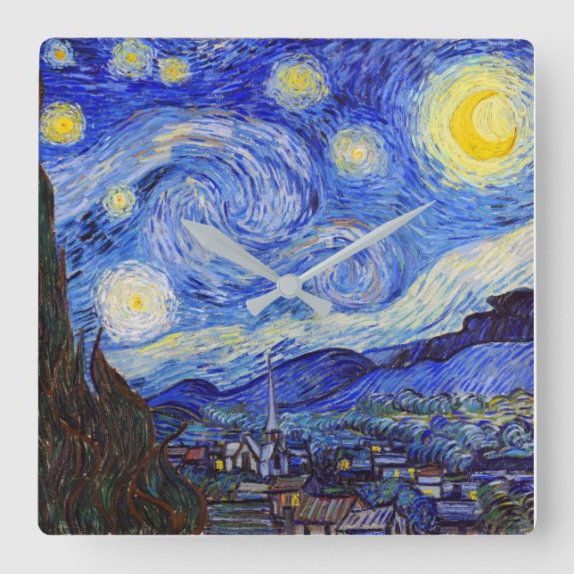 Horloge Carrée Vincent Willem van Gogh, "Nuit étoilée" (Recto)