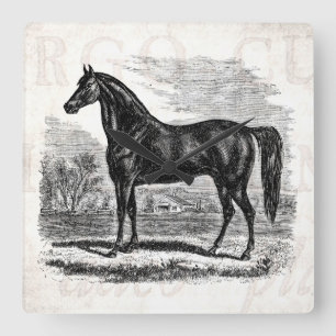 Horloge Carrée Vintage 1800 s Horse - Morgane Equestrian