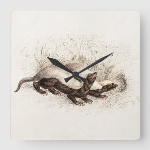 Horloge Carrée Vintage 1800s Honey Badger Bee Hive Modèle Retro