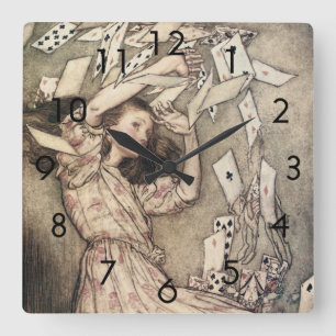 Horloge Carrée Vintage Alices Adventures in Wonderland par Rackha