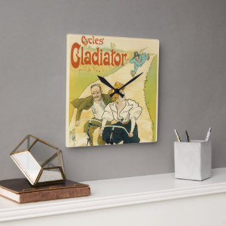Horloge Carrée Vintage Art Nouveau, Bicyclettes Gladiator Cycles