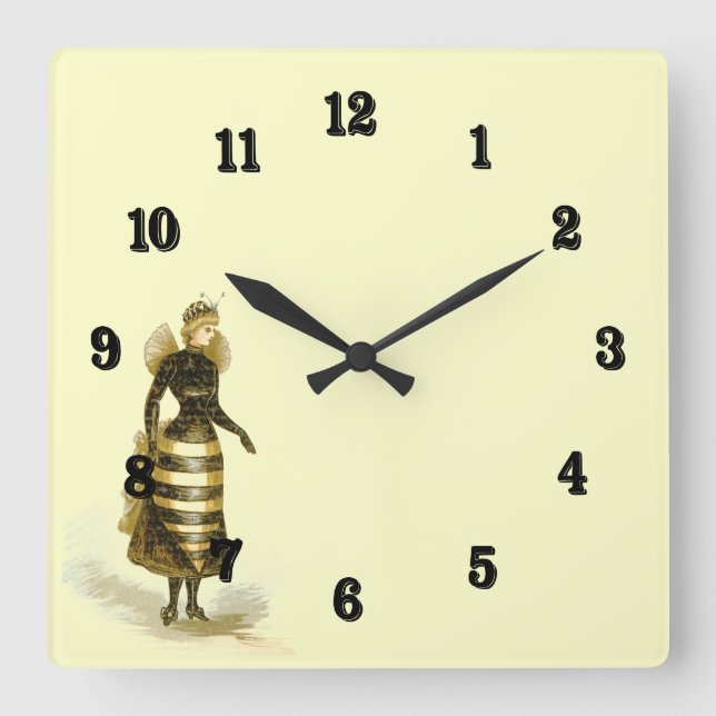 Horloge Carrée Vintage Bee Lady (Recto)