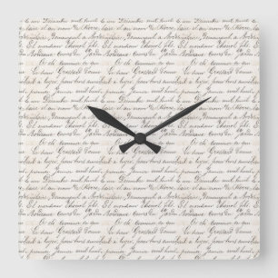 Horloge Carrée Vintage Bordeaux Jardin manuscrit
