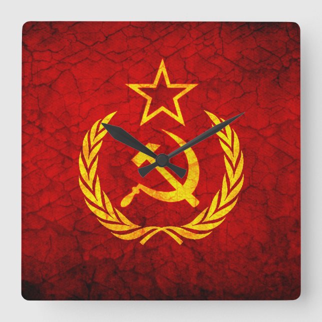 Horloge Carrée Vintage CCCP flag (Recto)