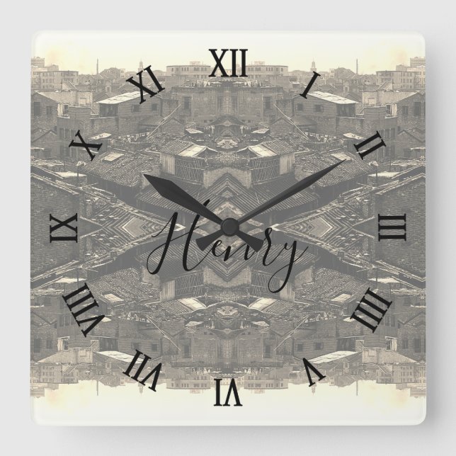 Horloge Carrée Vintage China Canton city (Recto)