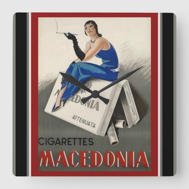 Horloge Carrée Vintage Deco Cigarette (Recto)