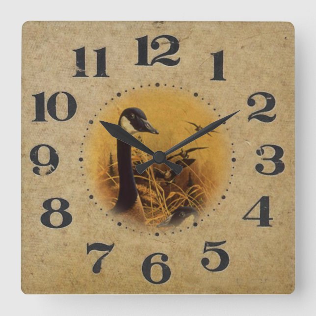 Horloge Carrée Vintage Duck season (Recto)
