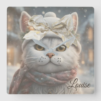 Horloge Carrée Vintage Élégant mignon cadeau Amoureux des chats d