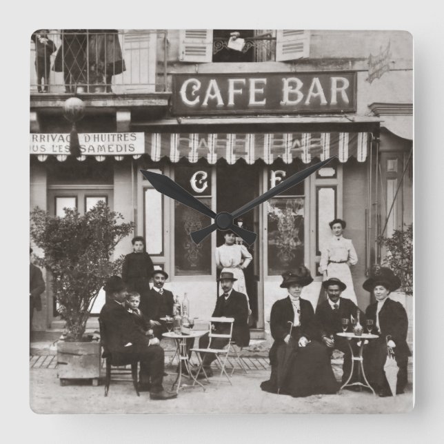 Horloge Carrée Vintage French cafe bar scene (Recto)